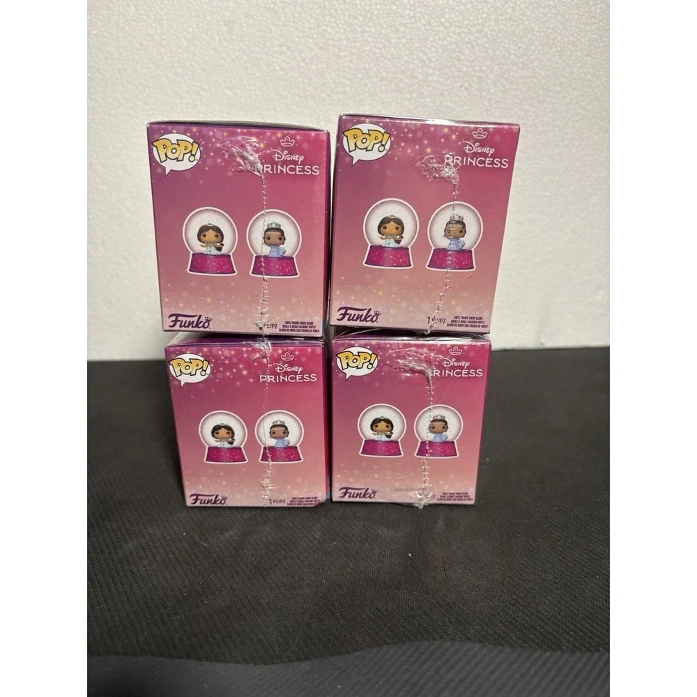 Disney Princess Funko Snow Globes Belle Tiana Jasmine Ariel Brand New Lot Of 4